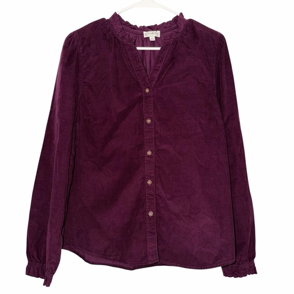 Wonderly Deep Plum Button Front Top Size Large - Picture 1 of 7